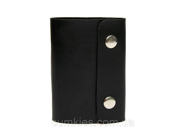 Шкіряна чорна візитниця книжка на дві кнопки Gofin SKG-10032 - Фото 1