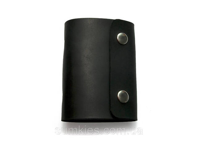 Шкіряна чорна візитниця книжка на дві кнопки Gofin SKG-10032 - Фото 5