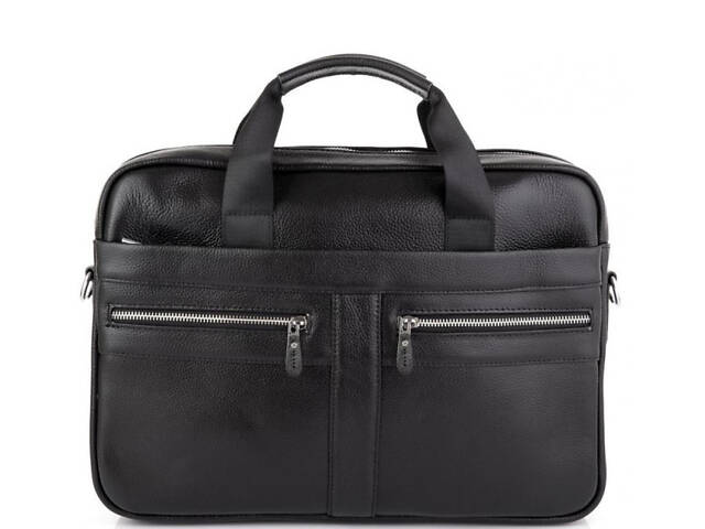 Кожаная деловая сумка для ноутбука документов А4 черная 71120A - Фото 5