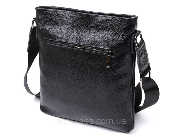 Шкіряна добротна чоловіча сумка через плече SHVIGEL 11603 Чорний - Фото 2
