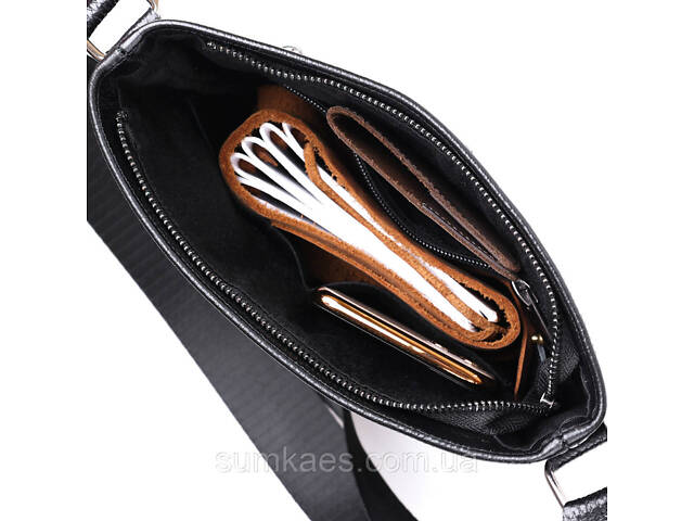 Шкіряна добротна чоловіча сумка через плече SHVIGEL 11603 Чорний - Фото 5