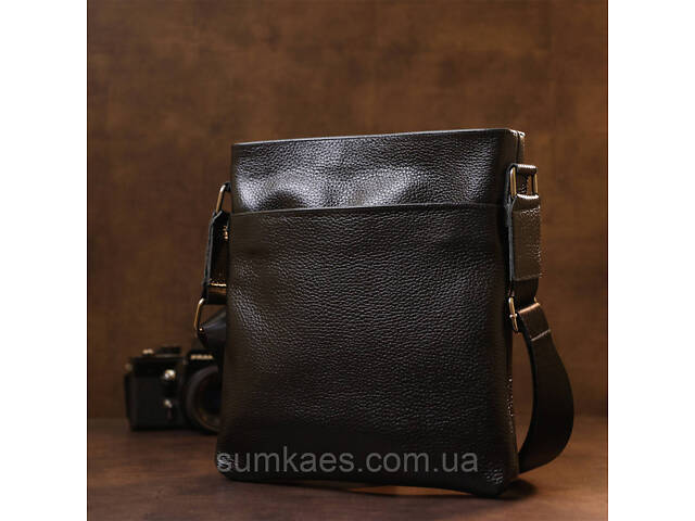 Шкіряна добротна чоловіча сумка через плече SHVIGEL 11603 Чорний - Фото 7