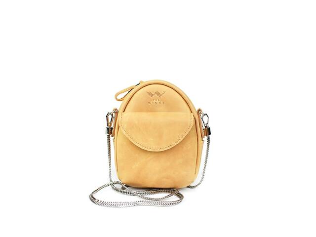 Кожаная женская мини-сумка Kroha желтая винтажная The Wings - Фото 1