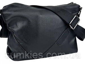 Шкіряна жіноча наплічна сумка UnaBorsetta чорна