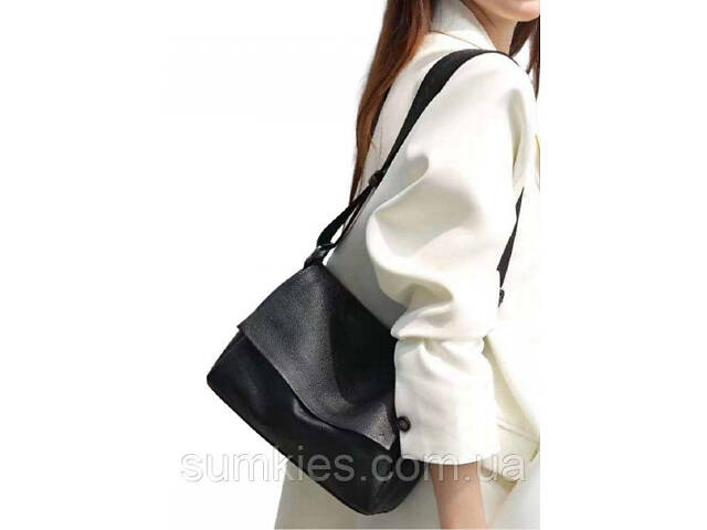 Шкіряна жіноча сумка UnaBorsetta чорний - Фото 7