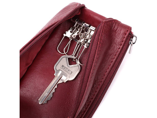 Шкіряна ключниця на блискавці ST Leather 22558 Бордовий - Фото 4