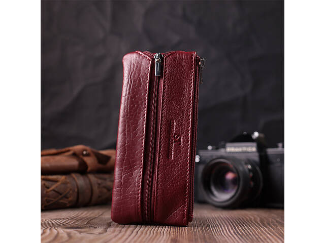 Шкіряна ключниця на блискавці ST Leather 22558 Бордовий - Фото 6