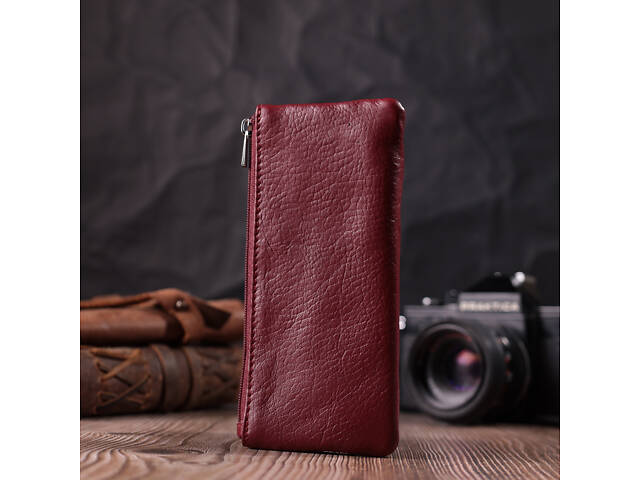 Шкіряна ключниця на блискавці ST Leather 22558 Бордовий - Фото 7