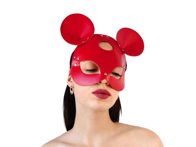 Кожаная маска зайки Art of Sex Mouse Mask Красный - Фото 1