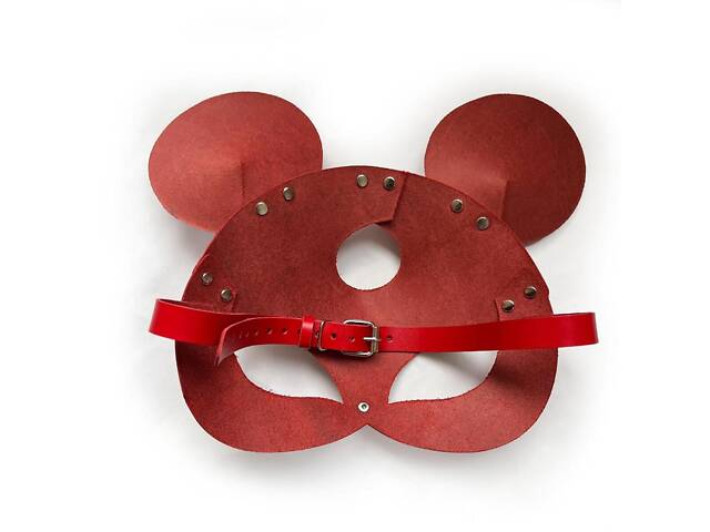 Кожаная маска зайки Art of Sex Mouse Mask Красный - Фото 3