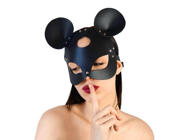 Кожаная маска зайки Art of Sex Mouse Mask Черный - Фото 1