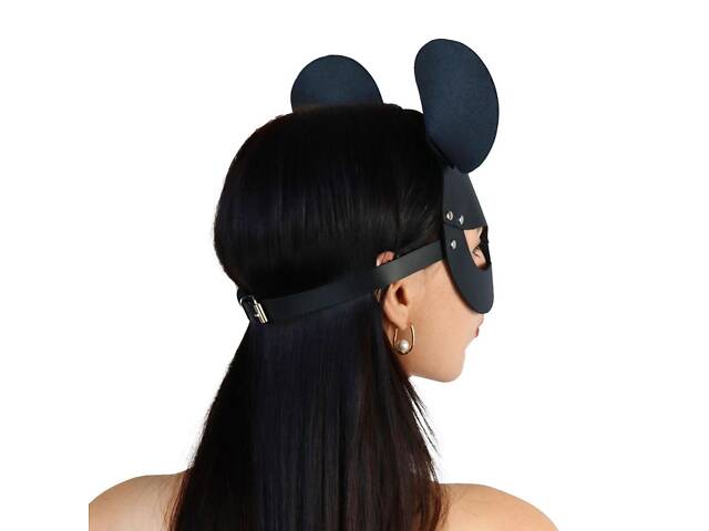 Кожаная маска зайки Art of Sex Mouse Mask Черный - Фото 2