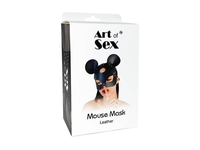 Кожаная маска зайки Art of Sex Mouse Mask Черный - Фото 4