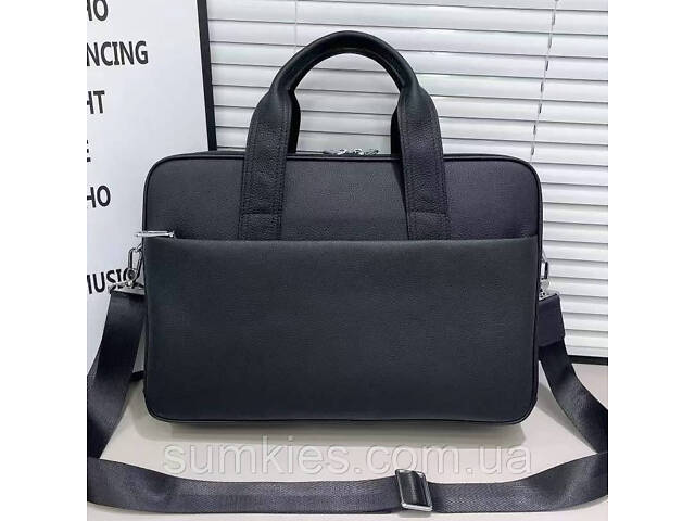 Шкіряна чоловіча ділова сумка для ноутбука 40x27x10, офісний портфель Tiding Bag 56901, чорний - Фото 1