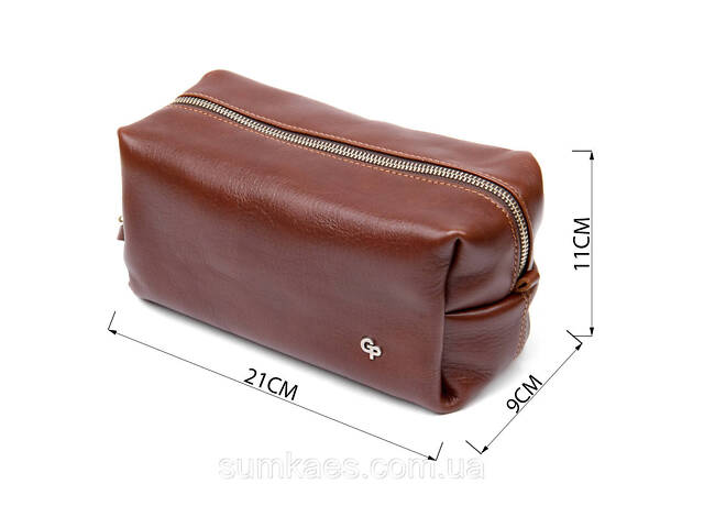 Шкіряна чоловіча косметичка GRANDE PELLE 11418 Коричневий - Фото 3