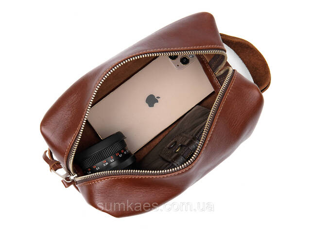 Шкіряна чоловіча косметичка GRANDE PELLE 11418 Коричневий - Фото 6