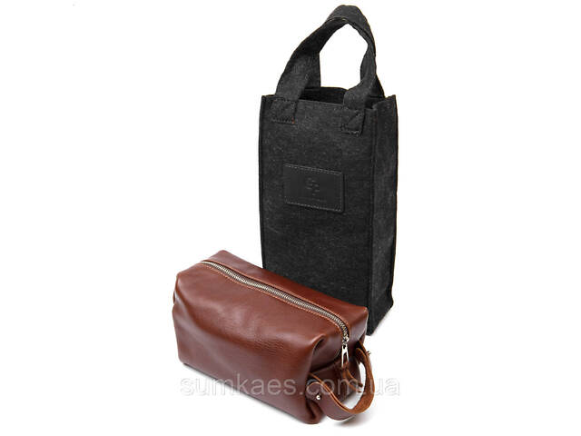 Шкіряна чоловіча косметичка GRANDE PELLE 11418 Коричневий - Фото 7