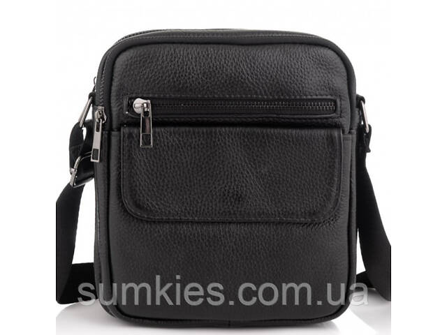 Шкіряна чоловіча сумка 17х21х5, барсетка через плече Tiding Bag 4134A чорна - Фото 4