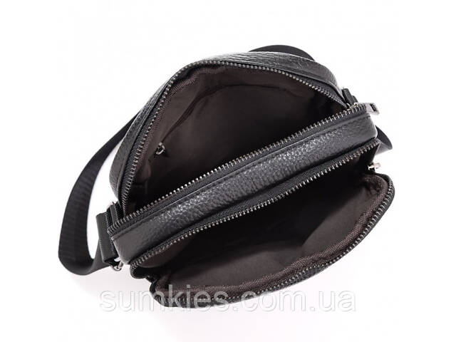 Шкіряна чоловіча сумка 17х21х5, барсетка через плече Tiding Bag 4134A чорна - Фото 8