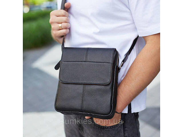 Шкіряна сумка чоловіча 21х24х6, барсетка через плече м'яка, месенджер для гаджетів BEXHILL TD-21334A - Фото 7