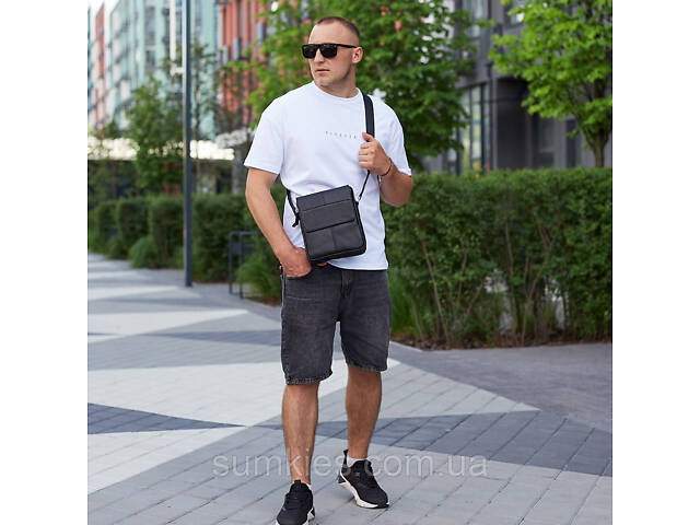 Шкіряна сумка чоловіча 21х24х6, барсетка через плече м'яка, месенджер для гаджетів BEXHILL TD-21334A - Фото 10