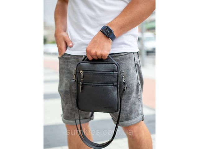 Шкіряна чоловіча сумка-барсетка 20х23х6, месенджер через плече Bexhill BX-14660 чорний - Фото 8