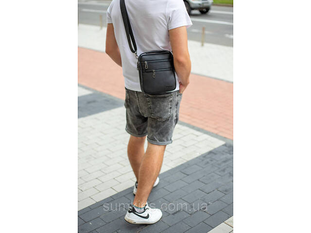 Шкіряна чоловіча сумка-барсетка 20х23х6, месенджер через плече Bexhill BX-14660 чорний - Фото 9