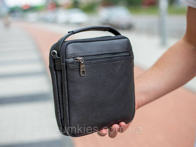 Шкіряна чоловіча сумка-барсетка 20х23х6, месенджер через плече Bexhill BX-14660 чорний - Фото 10