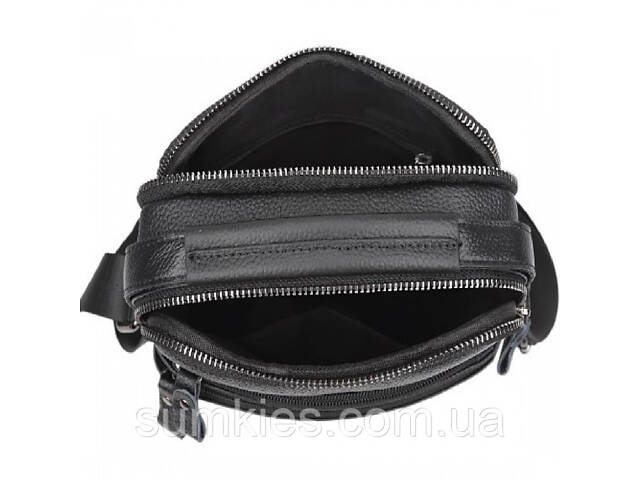 Шкіряна чоловіча сумка-барсетка 21х25х6, месенджер з ручкою Tiding Bag 73957 чорна - Фото 7
