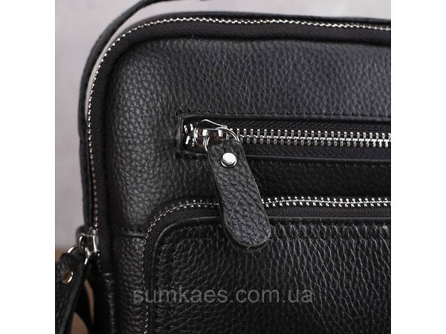 Кожаная мужская сумка-барсетка через плечо черная Tiding Bag A25-1278C - Фото 10