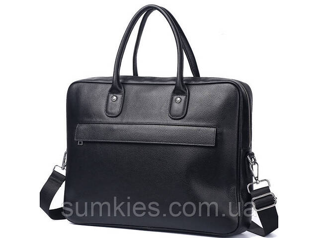 Шкіряна чоловіча сумка для ноутбука 40х30х8, офісний діловий портфель Tiding Bag M364A чорний - Фото 1
