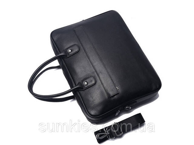 Шкіряна чоловіча сумка для ноутбука 40х30х8, офісний діловий портфель Tiding Bag M364A чорний - Фото 3