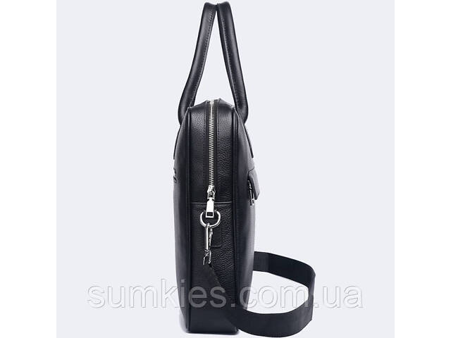 Шкіряна чоловіча сумка для ноутбука 40х30х8, офісний діловий портфель Tiding Bag M364A чорний - Фото 9