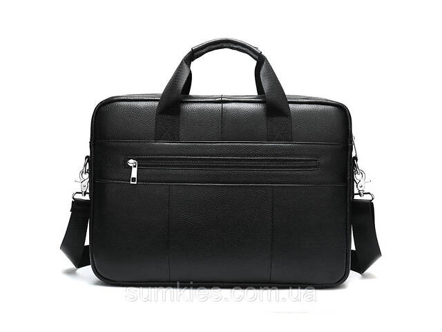 Шкіряна чоловіча сумка для ноутбука та документів чорна 39x28x8, портфель для паперів, чорний - Фото 8