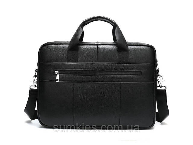 Шкіряна чоловіча сумка для ноутбука і документів чорна 39х28х8, портфель для офісного працівника, чорний - Фото 7