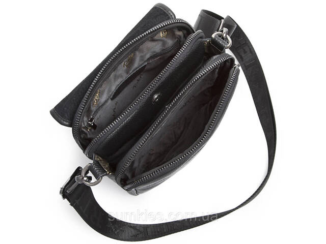 Шкіряна чоловіча сумка-месенджер 24х20х6, барсетка через плече Tiding Bag TD-23433 чорна - Фото 6