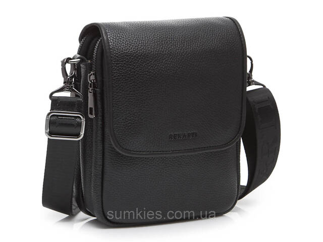 Шкіряна чоловіча сумка-месенджер 24х20х6, барсетка через плече Tiding Bag TD-23433 чорна - Фото 1