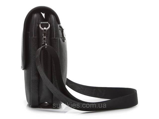 Шкіряна чоловіча сумка-месенджер 24х20х6, барсетка через плече Tiding Bag TD-23433 чорна - Фото 3