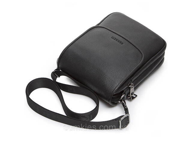 Шкіряна чоловіча сумка-месенджер 24х20х6, барсетка через плече Tiding Bag TD-23433 чорна - Фото 4