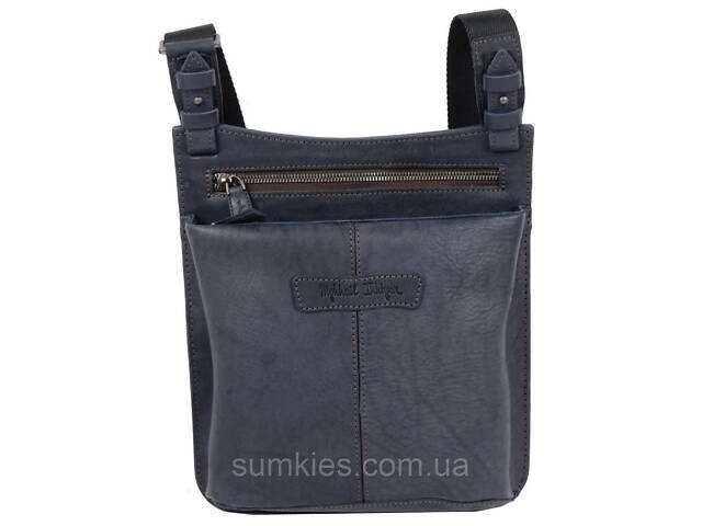 Шкіряна чоловіча сумка Mykhail Ikhtyar синя - Фото 1