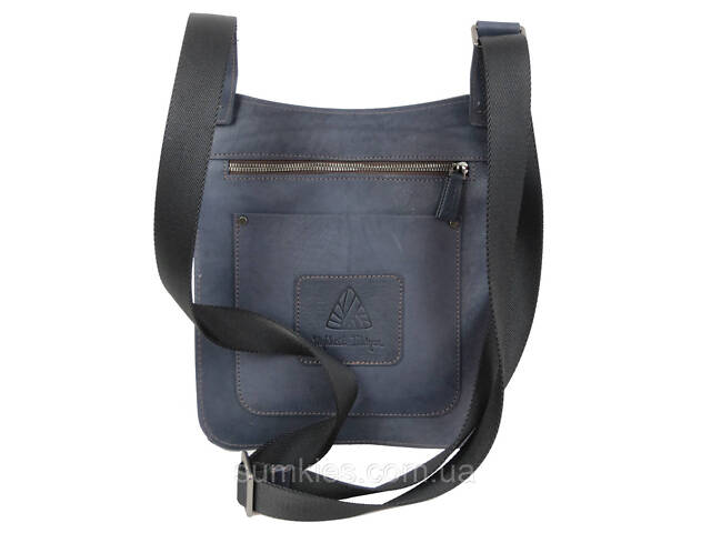 Шкіряна чоловіча сумка Mykhail Ikhtyar синя - Фото 4
