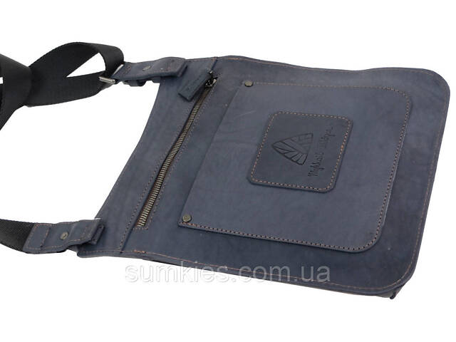 Шкіряна чоловіча сумка Mykhail Ikhtyar синя - Фото 7