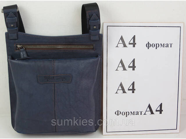 Шкіряна чоловіча сумка Mykhail Ikhtyar синя - Фото 9