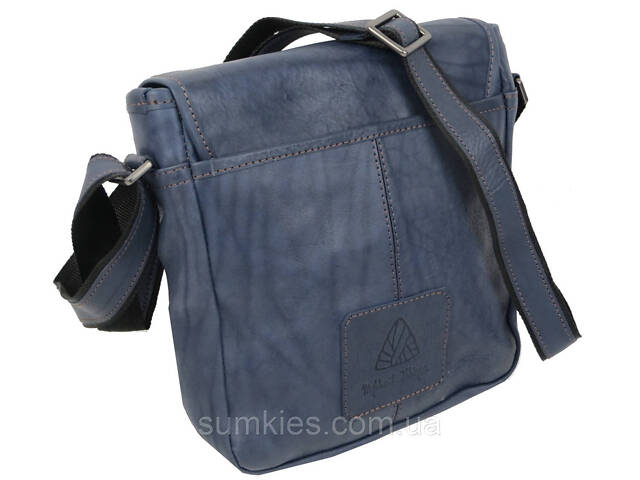 Шкіряна чоловіча сумка Mykhail Ikhtyar, Україна синя - Фото 5