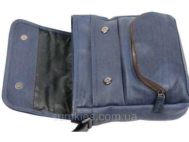 Шкіряна чоловіча сумка Mykhail Ikhtyar, Україна синя - Фото 6