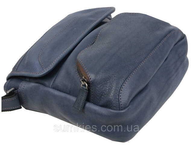 Шкіряна чоловіча сумка Mykhail Ikhtyar, Україна синя - Фото 7