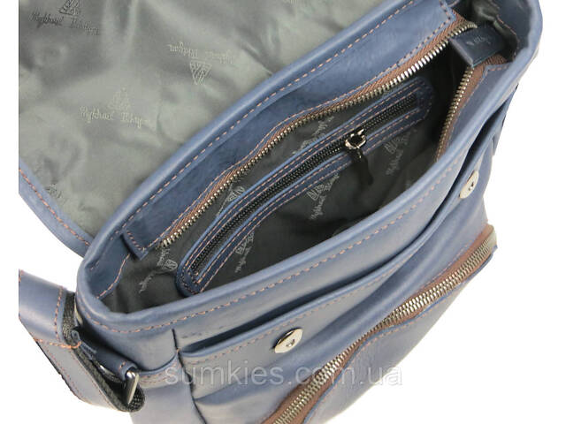 Шкіряна чоловіча сумка Mykhail Ikhtyar, Україна синя - Фото 8
