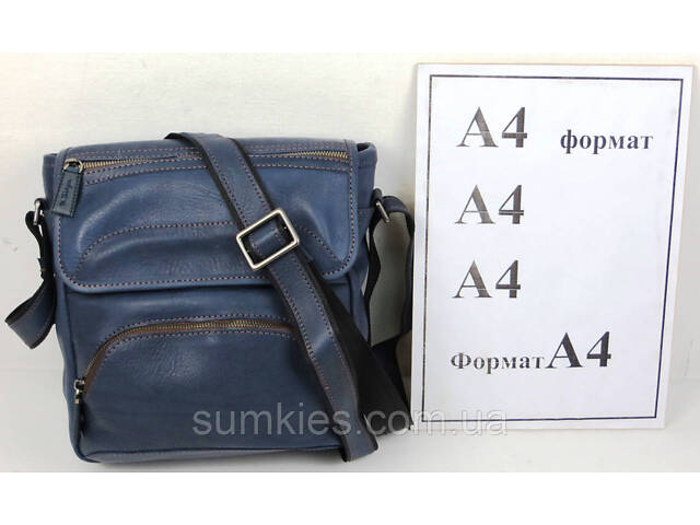 Шкіряна чоловіча сумка Mykhail Ikhtyar, Україна синя - Фото 10