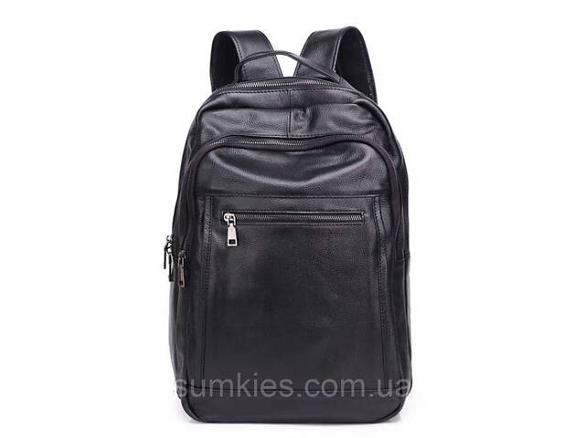 Шкіряна чоловіча сумка наплічна для ноутбука та поїздок 28х42х18, рюкзак для роботи Tiding Bag D3-9343, чорний - Фото 2