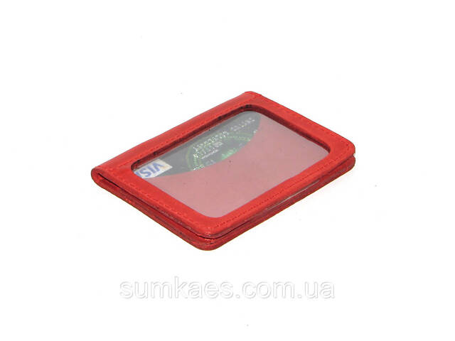 Шкіряна міні обкладинка для документів (ID-паспорт) DNK mini okno H червона - Фото 1